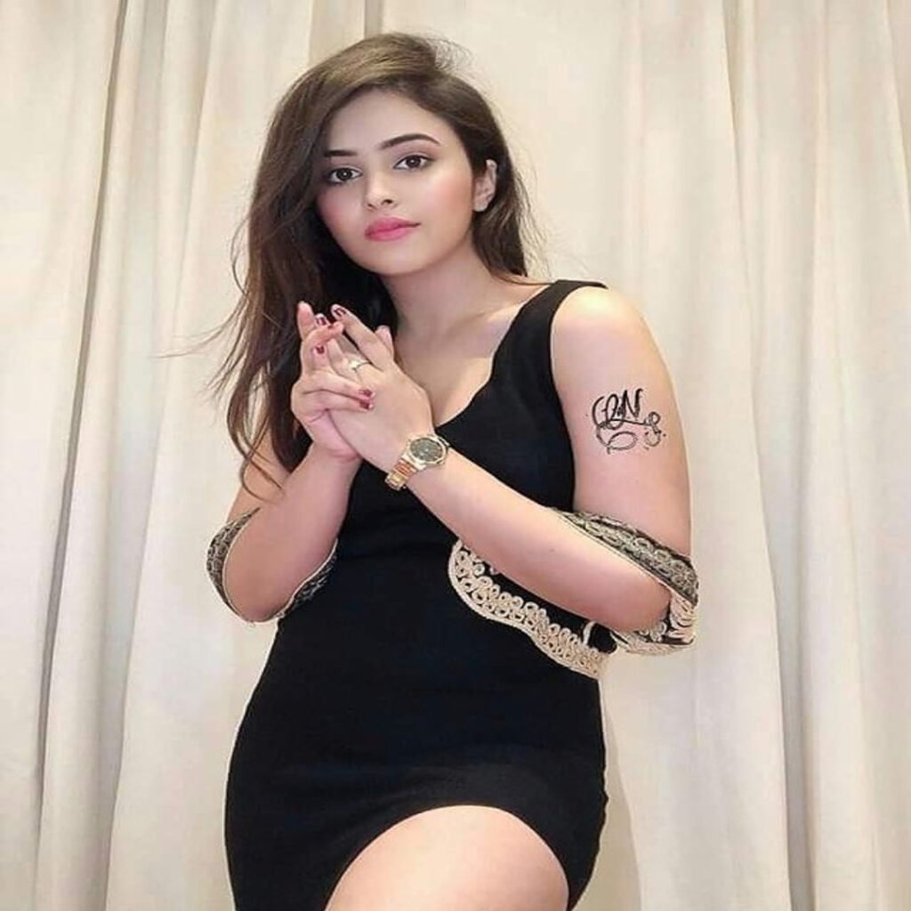 Chennai Call girls, One tattoo girl in black dress standing possitions